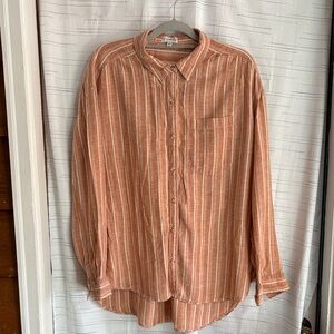 Wonderly Women's Rust Striped Button-Down Shirt
